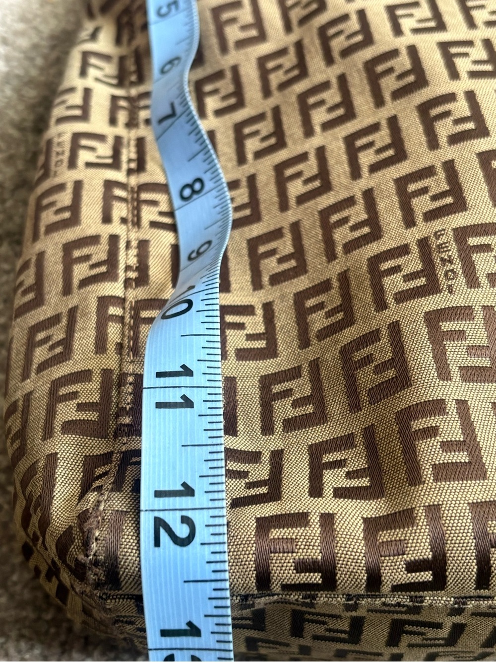 Auth Fendi Zucca Tote Bag Brown FF Monogram Canvas Shoulder Bag Vintage - Picture 12 of 15